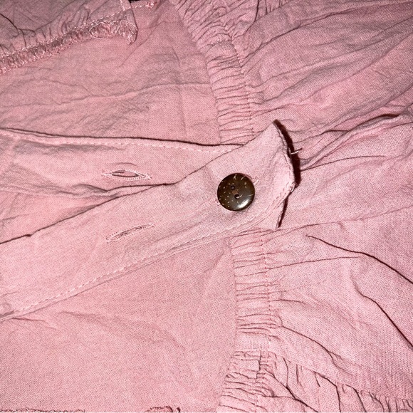 &Dusty rose pink romper ruffle sleeve adjustable straps open back - Picture 4 of 7